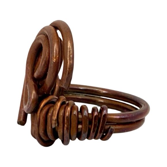 Copper Spiral Twist Statement Ring Sz 6 Art Deco Celtic Artesian - Picture 10 of 15